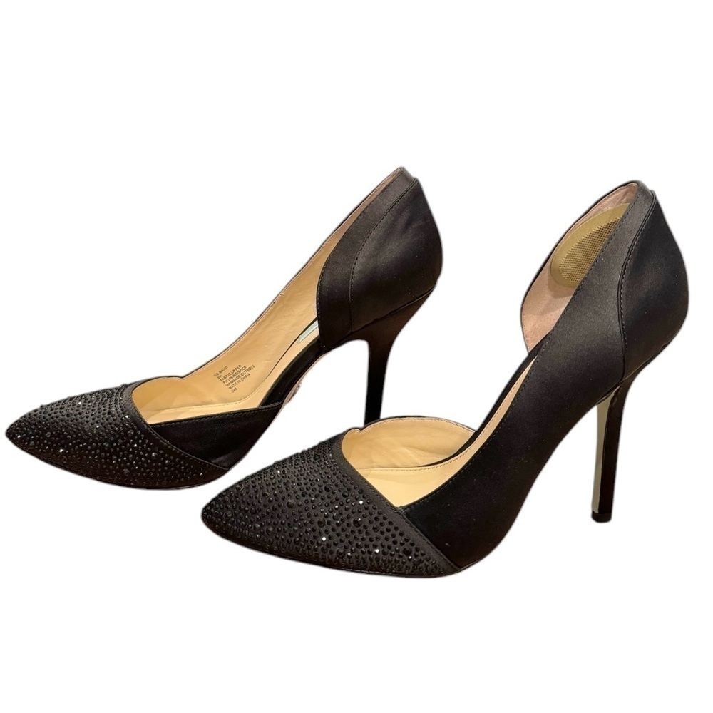 Blue by Betsy Johnson SB-Band Pumps Black Satin Embellished Size 9.5. - Picture 4 of 12